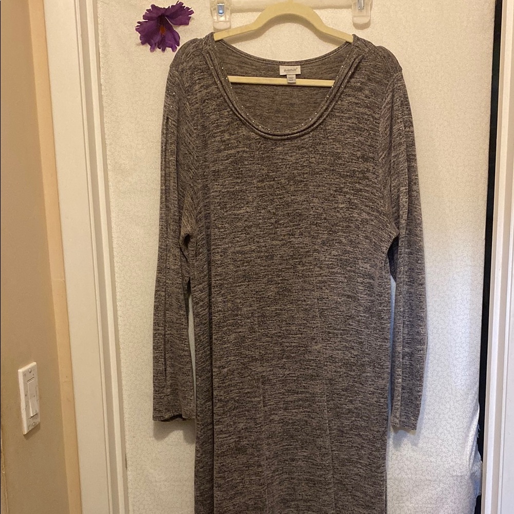 Avenue Gray Dolman Sleeve Scoop Neck Sweater Dress